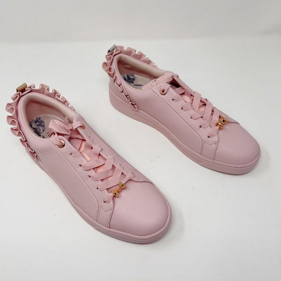 Ted Baker Pink Ruffle Leather Sneakers 